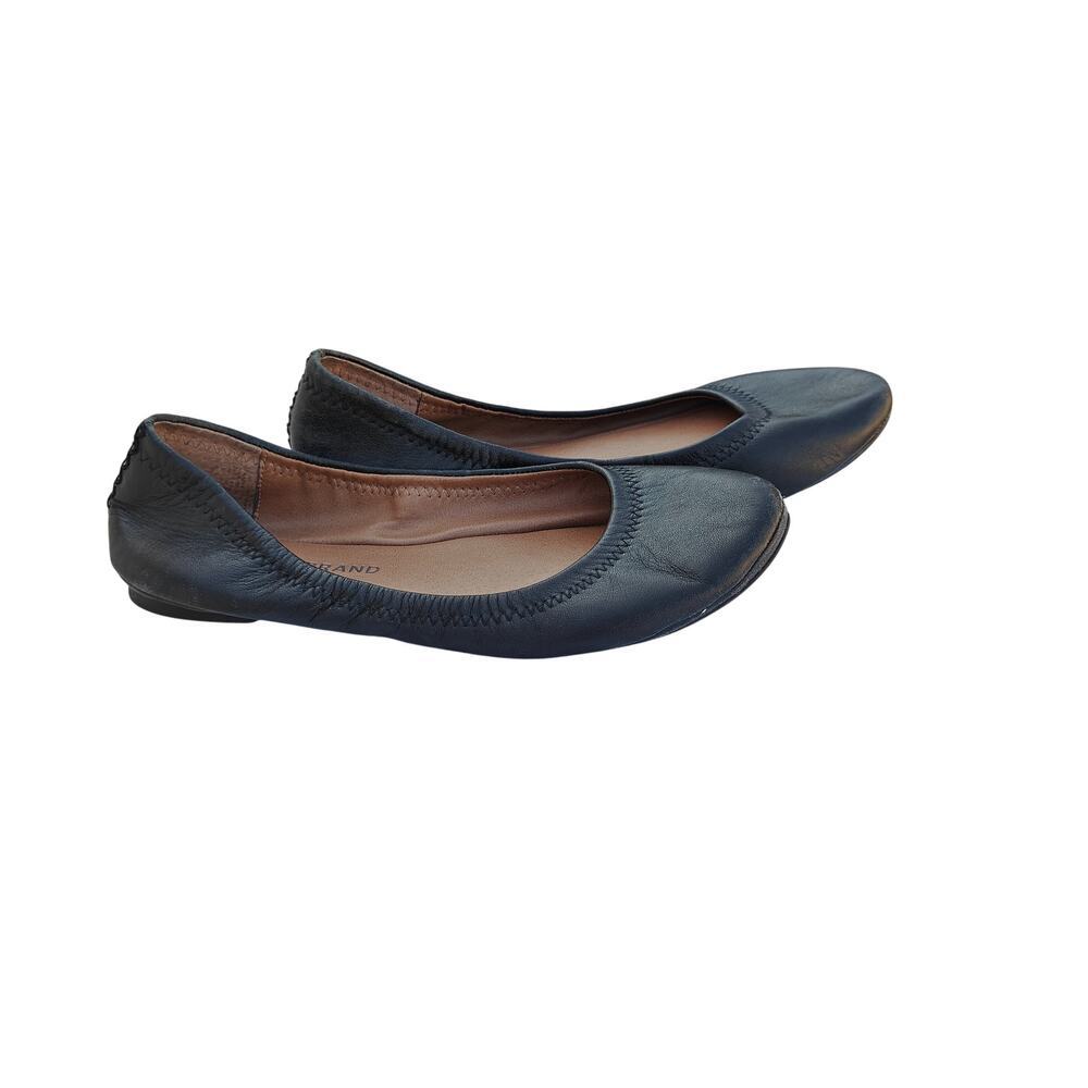 Lucky Brand Emmie Black Leather Ballet Flats Slip On - Picture 1 of 5